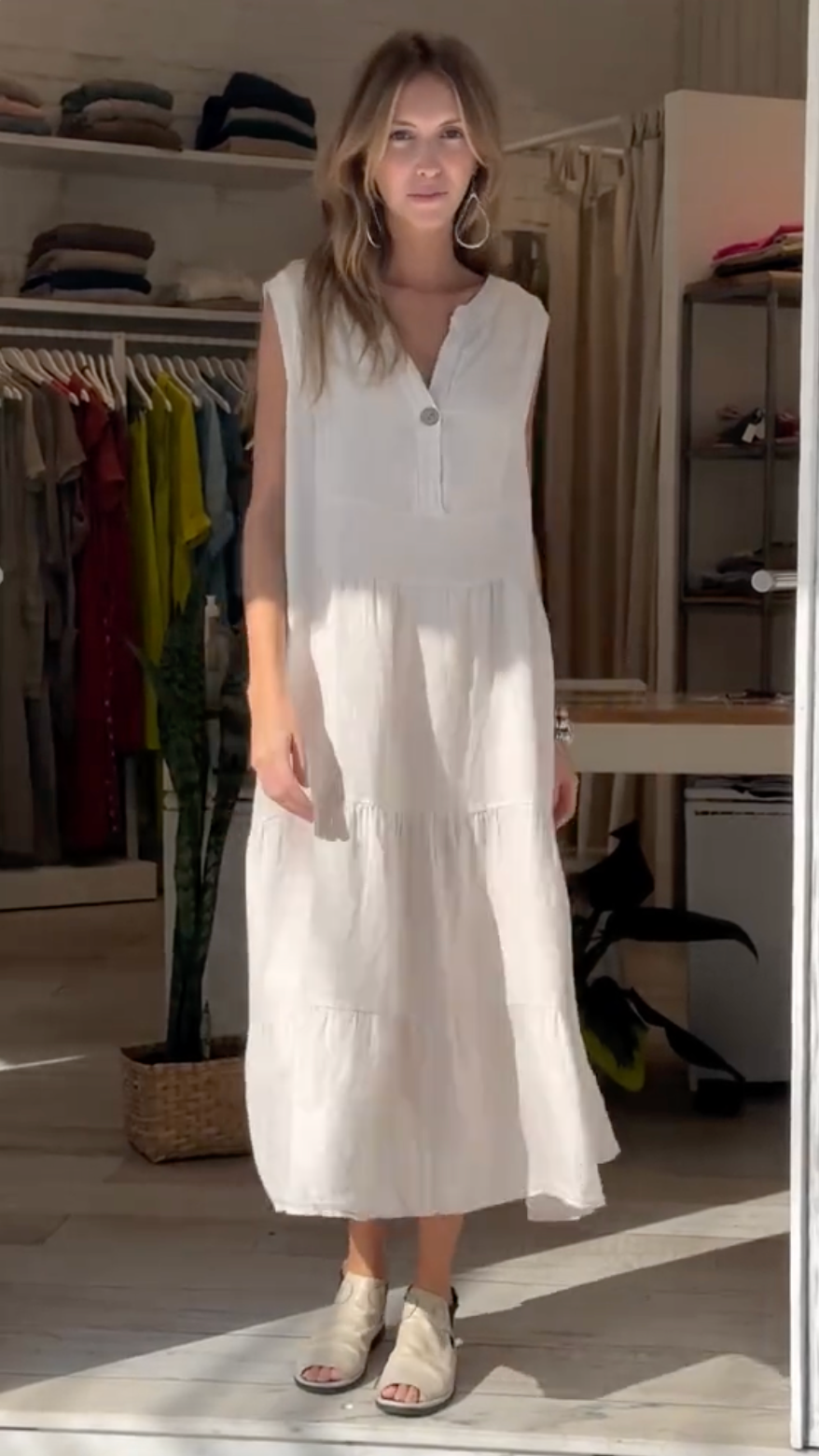 Vestido Marina - Linho - Longo Leve e Soltinho (Inspirado no Verão Europeu)