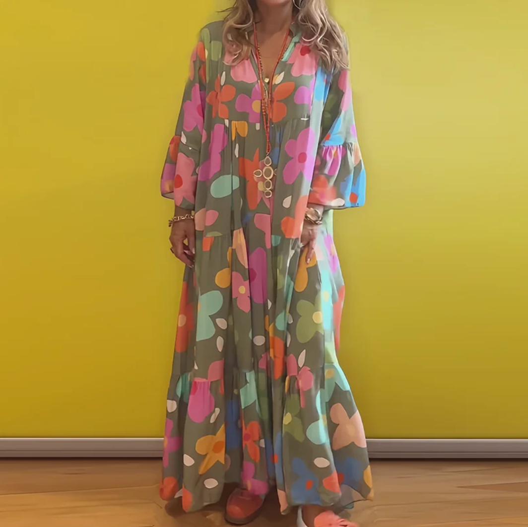 Vestido Meire | Manga Flare Estampado com Decote em V (Queridinho da Primavera em 2025)