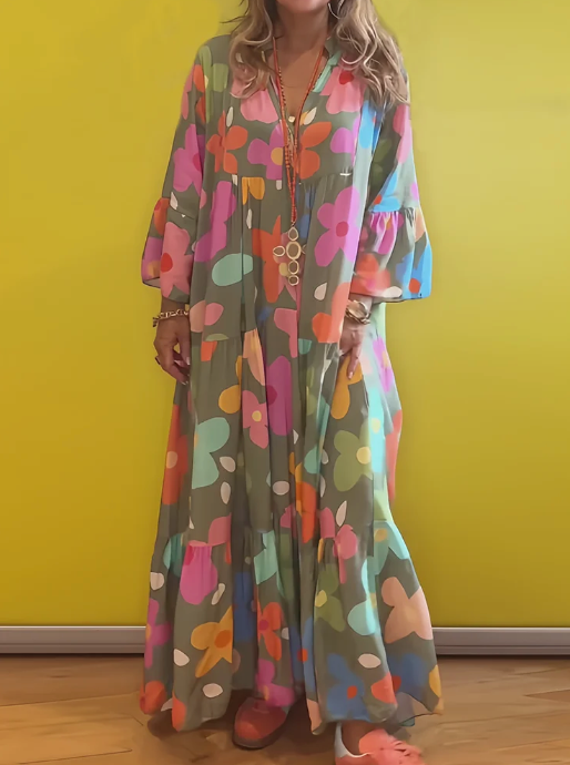Vestido Meire | Manga Flare Estampado com Decote em V (Queridinho da Primavera em 2025)