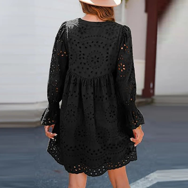 Vestido Valen - Manga Longa Gola V - Charme Europeu