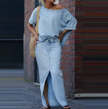 Conjunto Katrin | 2 Peças - Blusa + Saia (Tendência do Verão Europeu )