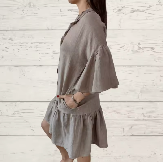 Vestido Luna - De Linho Premium - Conforto e Qualidade (O Famoso das Fashionistas Europeia)