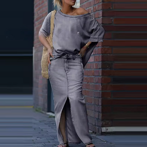 Conjunto Katrin | 2 Peças - Blusa + Saia (Tendência do Verão Europeu )