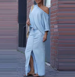 Conjunto Katrin | 2 Peças - Blusa + Saia (Tendência do Verão Europeu )