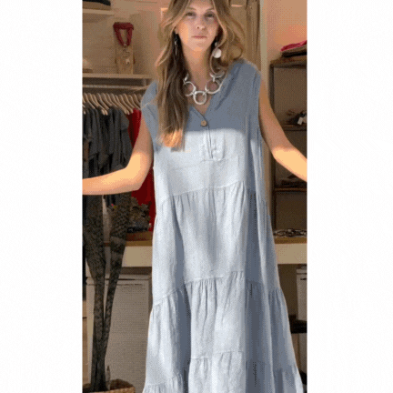 Vestido Marina - Linho - Longo Leve e Soltinho (Inspirado no Verão Europeu)