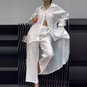 Conjunto Lara - Feito em Linho Premium - Calça de Cintura Elástica (Queridinho das Blogueiras)