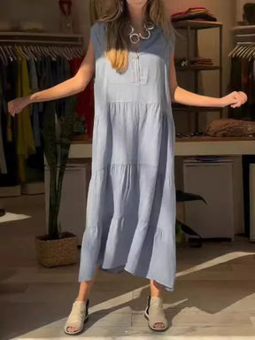 Vestido Marina - Linho - Longo Leve e Soltinho (Inspirado no Verão Europeu)