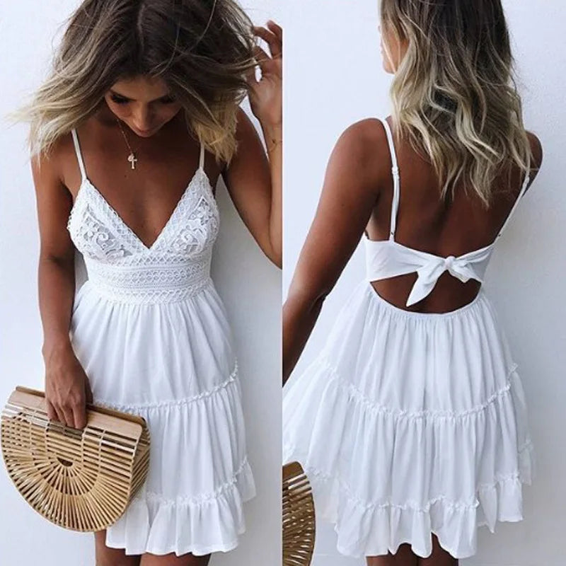 Vestido Manu – Decote em V e Costas Livre!